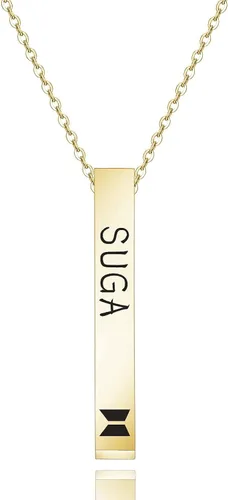 ZWYQWN KPOP ARMY Collar de regalo para mujeres y niñas RM JIM JK V JIMIN J-HOPE SUGA Collar de cumpleaños para mujeres Metal Acero inoxidable