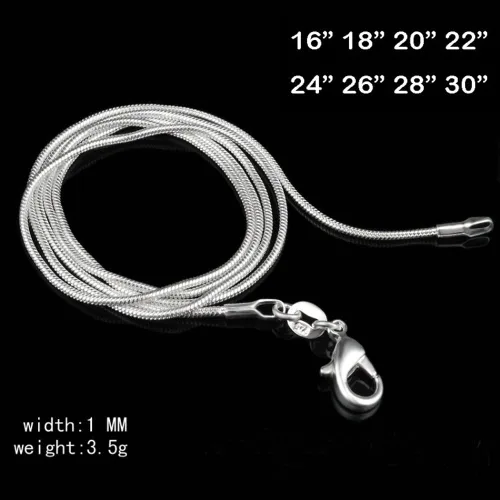 Miniatura 3 de Wholesale Lots - Collar unisex de plata de ley 925 con cadena de serpiente, accesorios de joyería para bricolaje, Metal