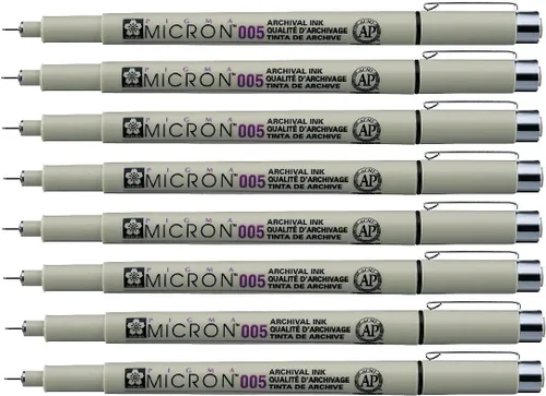 Miniatura 5 de Sakura Pigma Micron Pen 005 Rotulador de tinta negra rotulador, tinta de pigmento archival, punta fina para bolígrafos de dibujo de artistas, juego