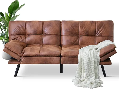Miniatura 12 de MUUEGM Sofá cama futón de espuma viscoelástica, moderno sofá de oficina, cama convertible para espacios pequeños, apartamento, oficina, con respaldo