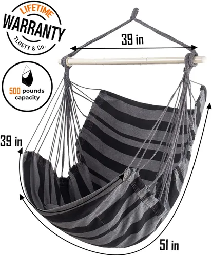 Miniatura 4 de Silla de columpio con cuerda colgante Lulladle - Silla de hamaca para dormitorios - Silla de columpio para interior - Silla colgante para exterior
