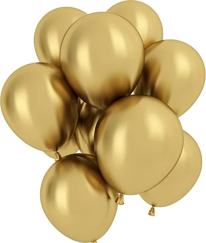Globos dorados cromados de 12 pulgadas, 50 globos de fiesta de baby shower, globos de decoración de feliz cumpleaños, revelación de género, Oro