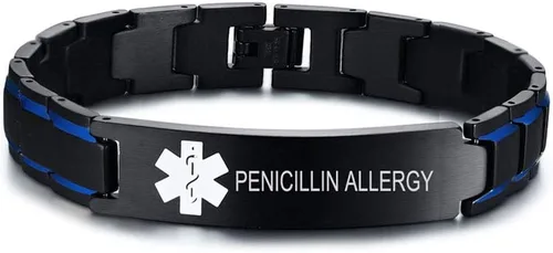 Miniatura 7 de VNOX Pulsera ajustable de acero inoxidable cepillado de 2 tonos con grabado personalizado gratis, identificación de alerta médica, unisex