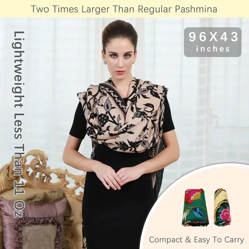 Miniatura 194 de DANA XU Manta de pashmina extragrande 100% de lana merina, bufanda de viaje, bufanda de cachemira para mujer, otoño e invierno, chal de gran