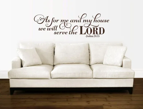 Miniatura 3 de Calcomanías de vinilo con texto en inglés «As for Me and My House We Will Serve The Lord Quote» para pared, diseño de Joshua 24:15 palabras Beige