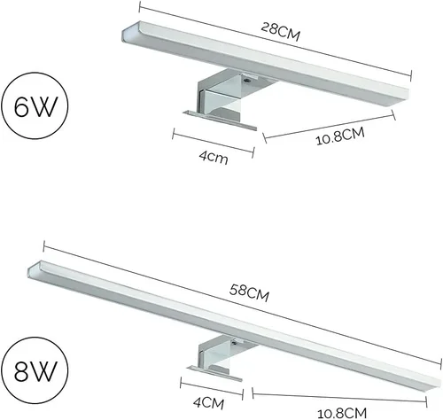 Miniatura 2 de Luz LED para armario de baño, 6000 K, luces de espejo de maquillaje, impermeables, luces LED de tocador, lámpara de pared compatible con espejo