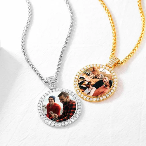 Miniatura 7 de U7 Collar con foto personalizada para hombres y mujeres, joyería de regalo personalizada de acero inoxidablechapado en oro, colgante de placa