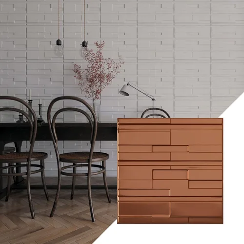 Miniatura 22 de Ekena Millwork 19 5/8 pulgadas de ancho x 19 5/8 pulgadas de alto, ladrillo desplazado EnduraWall decorativo 3D, cobre envejecido