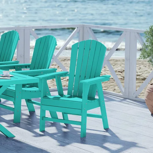 Miniatura 56 de WestinTrends Malibu Outdoor Patio HDPE Adirondack Silla de comedor para patio, color negro