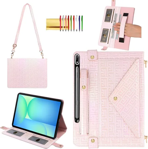 Miniatura 81 de Bolso Funda para Samsung Galaxy Tab S10 FE/S9 FE 10.9"/S9/S8/S7 11", Techcircle Folio con Soporte Cruzado, Billetera con Ranura para Lápiz S Pen