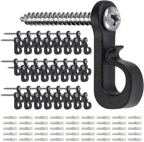 Miniatura 11 de SELEWARE Q - Ganchos para colgar luces de cadena, Navidad con tornillo, ganchos para interiores y exteriores, clips para colgar luces de hadas