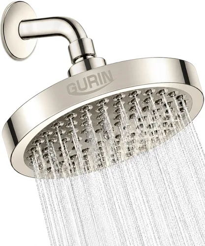 Cabezal de ducha de alta presión Gurin. Lujosa alcachofa de ducha para baño con acabado de níquel cepillado, ángulos ajustables, difusores de