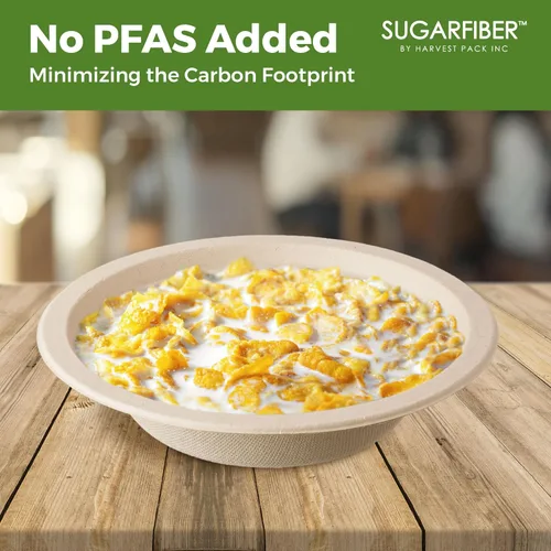 Miniatura 5 de Harvest Pack GOURMET SHOWCASE - [50 unidades] Cuencos de papel redondos de 12 onzas libres de PFAS - Cuencos de bagazo compostables, resistentes