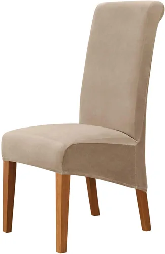 Miniatura 22 de Funda de terciopelo para silla de comedor, funda elástica para sillas grandes, fundas para sillas de respaldo alto (Bianco, paquete de 1)