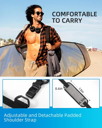 Miniatura 6 de OCEANBROAD Bolsa para Tabla de Surf Longboard Mochila de Día Bolsa de Viaje 5'0, 5'6, 6'0, 6'6, 7'0, 7'6, 8'0, 8'6, 9'0, 9'6, 10'0