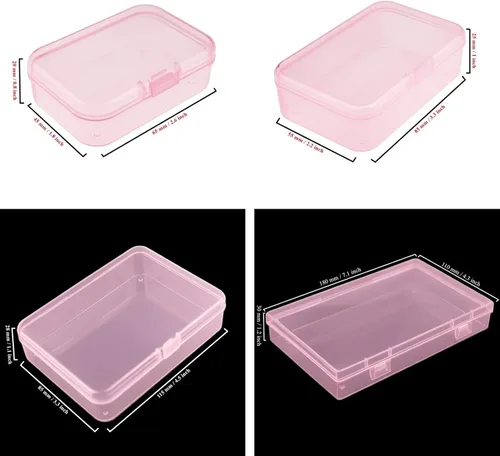 Miniatura 2 de Goodma Caja de almacenamiento de plástico rectangular de 36 piezas, color rosa Tamaños mixtos, tapas con bisagras, para objetos pequeños