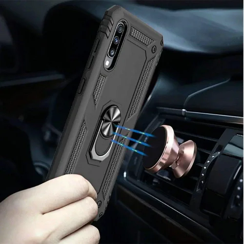 Miniatura 3 de TJS Funda compatible con Samsung Galaxy A20, Galaxy A30, con protector de pantalla de vidrio templado, anillo de metal, soporte magnético, soporte