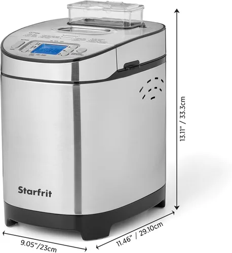 Miniatura 4 de Starfrit Máquina eléctrica para hacer pan, mocasines de 2 libras, sartén extraíble antiadherente, dispensador automático de tuercas, 13 programas