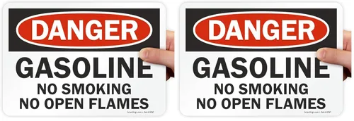 Miniatura 10 de SmartSign - U9-1240-ND_7x10 "Danger - Gasolina, No Smoking No Open Flames" Etiqueta Vinilo laminado de 7" x 10" Negro/Rojo sobre Blanco