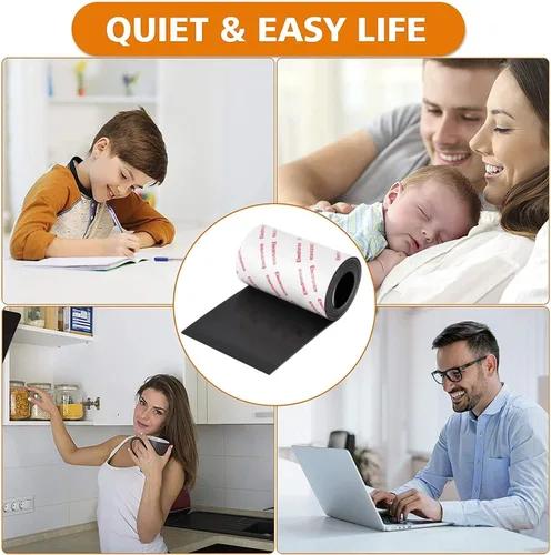 Miniatura 7 de Almohadillas de goma antideslizantes, almohadillas de silicona antideslizantes, almohadillas adhesivas de goma de 4 x 40 pulgadas, color negro