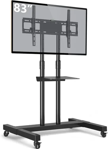 TAVR Furniture - Soporte de TV móvil con ruedas, soporte de TV rodante con montaje en el suelo con ruedas bloqueables, altura ajustable para TV de