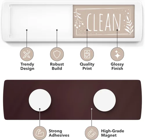 Miniatura 3 de ASSURED SIGNS Imán para lavavajillas Clean Dirty Sign 7 x 2 pulgadas, construcción premium Eliminate Kitchen Confusion, Strong Magnetic Hold