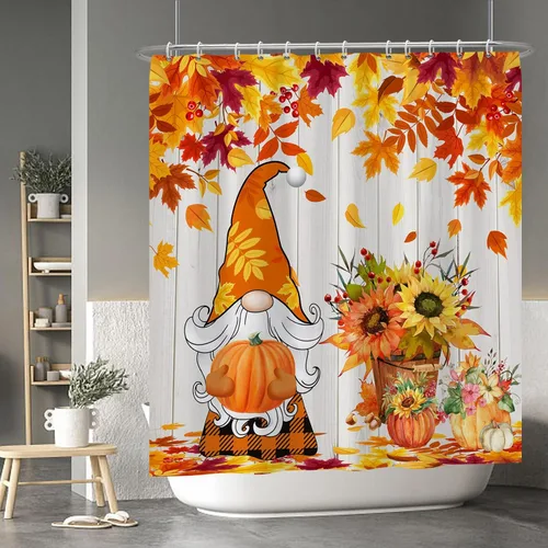 Miniatura 77 de Cortina de ducha de fantasma y gato negro para niños, 36 x 72 pulgadas, espeluznante y bonita, cortina de baño de Halloween con 6 ganchos, cortina