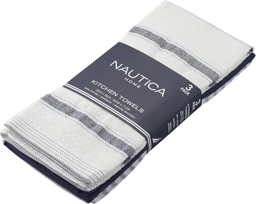 Miniatura 19 de Nautica Toallas de cocina 100% algodón, paños de limpieza reutilizables superabsorbentes, paños de cocina, toallas de mano para secar platos, juego