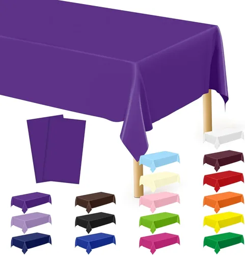 Miniatura 66 de Suministros de regreso a clases, 2 manteles de 108 x 54 pulgadas, manteles desechables coloridos para el primer día de escuela, rectangular
