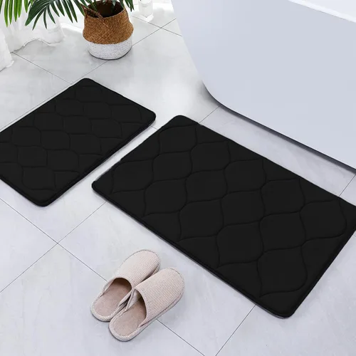 Miniatura 25 de SWEMSTAR Alfombra de baño de espuma viscoelástica con alfombra de inodoro, tapete de baño absorbente de agua para suelo de baño, antideslizante