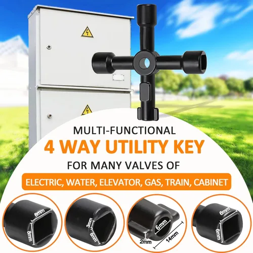 Miniatura 5 de Winisok - Llave de medidor de agua de 17 pulgadas con llave de utilidades multifuncional de 4 vías, herramienta de apagado de agua con varilla