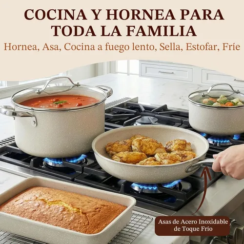 Miniatura 7 de Granitestone Ceraluxe - Juego de 20 utensilios de cocina de cerámica antiadherentes, juego completo de ollas y sartenes antiadherentes con juego