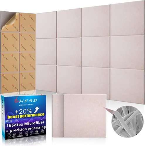 Miniatura 11 de BSHEAD 10 piezas de paneles acústicos de microfibra de 165dtex, paneles de pared insonorizantes autoadhesivos, paneles de espuma de 12 x 12 x 0.4