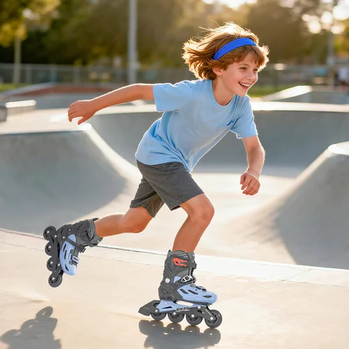 Miniatura 7 de SWAY Patines en línea ajustables en 4 tallas para niñas y niños, todas las ruedas se iluminan, patines en línea para exteriores para niños y jóvenes