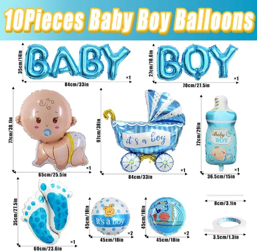 Miniatura 2 de 10 piezas de globos azules para bebé niño, decoraciones para baby shower, letra de Mylar de aluminio "It's A Boy" para bienvenida a casa, fiesta