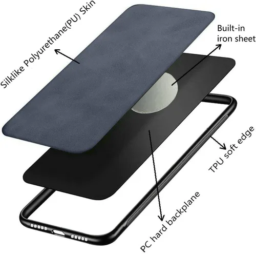 Miniatura 3 de Kepuch Silklike Funda Para Huawei Nova 4E/P30 Lite - Cubierta De Parachoques Placa De Metal Incorporada Para Huawei Nova 4E/P30 Lite - Azul
