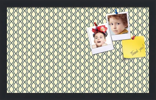 Miniatura 52 de PinPix Tablero de anuncios de corcho de 13 x 13 pulgadas. Este tablero decorativo enmarcado viene con diseño de ondas en blanco y negro y un marco