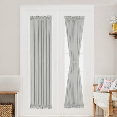 Miniatura 20 de Turquoize Elegantes cortinas de lino para puerta francesa, paneles de cortina de filtrado de luz, panel de lino con bolsillo para barra, panel
