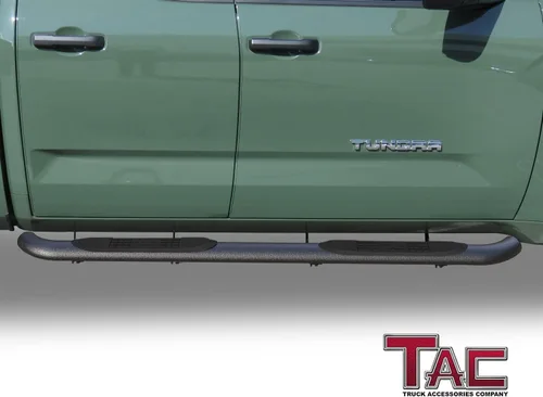 Miniatura 3 de TAC - Estribos laterales para Toyota Tundra 2022-2025, camioneta de doble cabina de 3 pulgadas, textura pesada, estribos negros, barras Nerf, barras