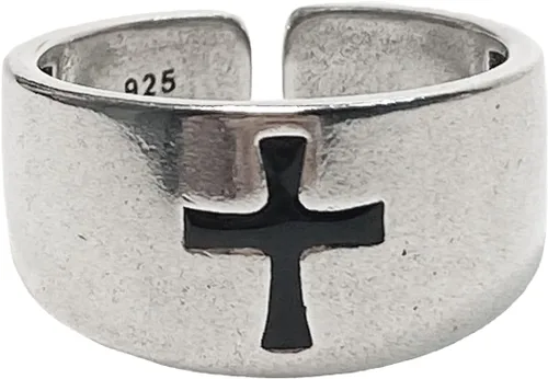 Anillos de banda ancha de plata de ley 925 vintage hechos a mano para mujeres/hombres, anillo ajustable para el pulgar