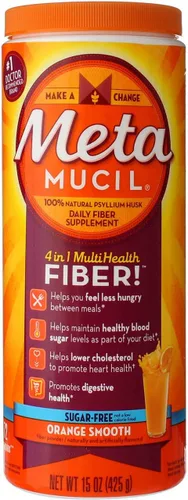 Miniatura 11 de Metamucil 4-en-1 suplemento de fibra de cáscara de psyllium, sin azúcar, 72 cucharaditas, sabor a naranja, fibra diaria en polvo para la salud