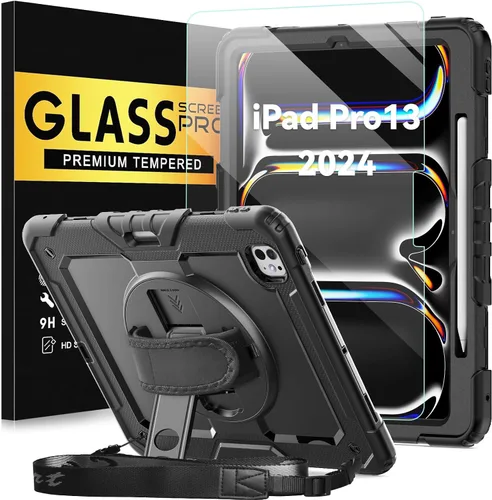 Miniatura 20 de BLOSOMEET Funda para iPad Air de 11 pulgadas M3 2025 y M2 2024 con protector de pantalla de vidrio templado y soporte para lápiz, funda para iPad