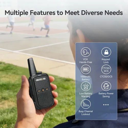 Miniatura 2 de Retevis Walkie Talkies RT15 de largo alcance, mini walkie talkie de carga rápida, USB de carga rápida, radios recargables de 2 vías para adultos