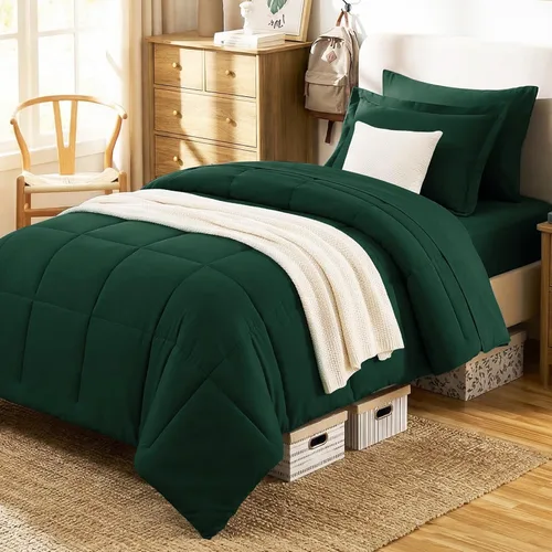 Miniatura 23 de CozyLux Juego de edredón tamaño individual XL, color beige, juego de cama de 5 piezas individual XL, juego de ropa de cama suave extra largo