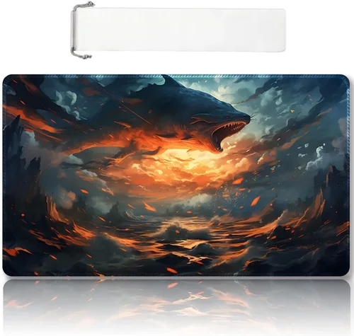 Miniatura 19 de Tapete de juego MTG cosido de alta calidad con zonas y parte trasera de goma antideslizante, tapete de juego TCG para MTG y otros juegos de cartas