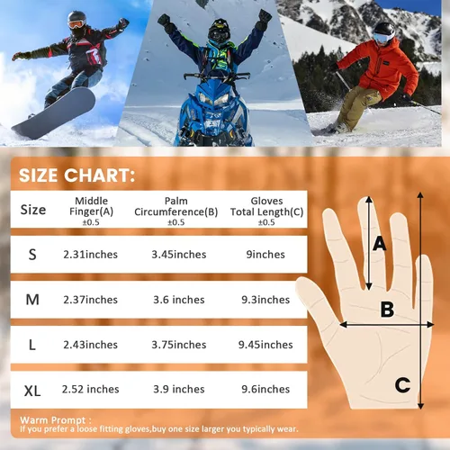 Miniatura 9 de LERWAY Guantes de esquí impermeables de invierno guantes de nieve cálidos para pantalla táctil, resistentes al viento, para hombres y mujeres