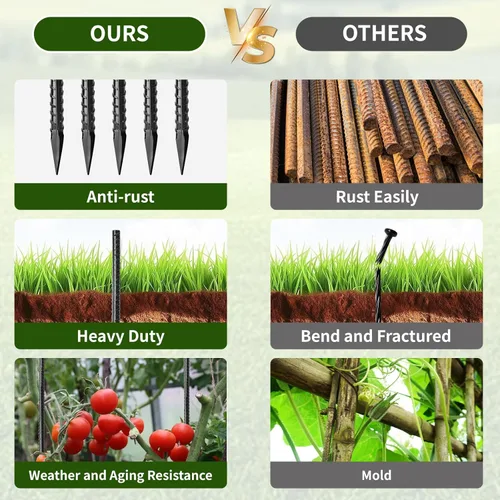 Miniatura 3 de Besitu - Estacas de refuerzo de 16 pulgadas (paquete de 16), estacas de metal resistente para madera, hormigón, plantas de jardín, estacas de acero