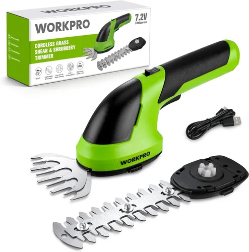 Miniatura 10 de WORKPRO - Cizalla manual 2 en 1 para césped, setos y arbustos, inalámbrica, de 7.2 V, cizalla eléctrica con batería de litio recargable, incluye Rosa