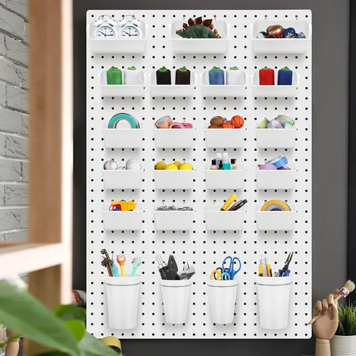 Miniatura 6 de Roowest Juego de 60 piezas de cubos para tablero de clavijas, juego de contenedores para tablero de clavijas, organizador de pared con ganchos