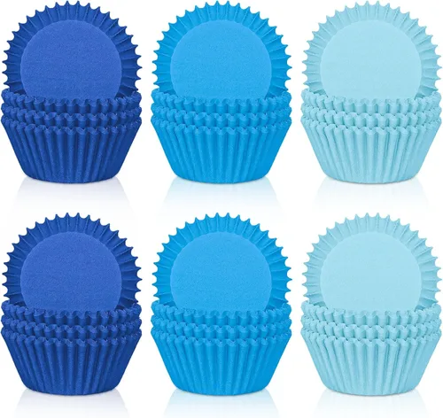 Whaline 600 Piezas Forros Azules para Cupcakes Degradado Azul Portadores de Moldes para Hornear Envoltorios para Cupcakes Forros para Muffins para